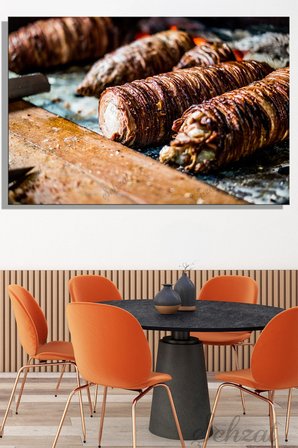 Yatay Kanvas Duvar Tablosu Tekli Lokanta Kafe Restoran Mutfak Sokak Lezzeti Et