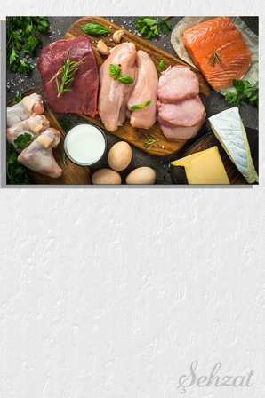 Duvar Tablosu Yatay Kanvas Tekli Lokanta Kafe Restoran Mutfak Et Balık Tavuk Süt Hayvansal Protein