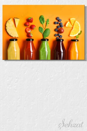 Yatay Kanvas Duvar Tablosu Tekli Kafe Juice Bar Mutfak Detoks Meyve Suyu Smoothie Sağlık Diyet