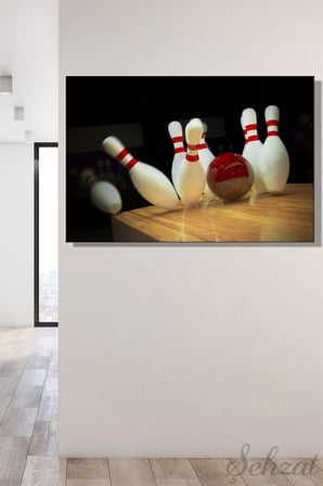 Yatay Kanvas Duvar Tablosu Tekli Ofis Eğlence Merkezi Oyun Salonu Bowling Labut Strike 3D Rekabet