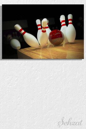 Yatay Kanvas Duvar Tablosu Tekli Ofis Eğlence Merkezi Oyun Salonu Bowling Labut Strike 3D Rekabet
