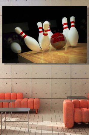 Yatay Kanvas Duvar Tablosu Tekli Ofis Eğlence Merkezi Oyun Salonu Bowling Labut Strike 3D Rekabet