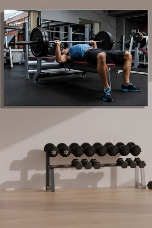 Duvar Tablosu Yatay Kanvas Tekli Spor Salonu Gym Fitness Kas Halter Vücut Geliştirme Ağırlık