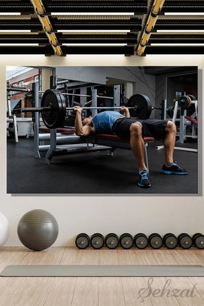 Duvar Tablosu Yatay Kanvas Tekli Spor Salonu Gym Fitness Kas Halter Vücut Geliştirme Ağırlık