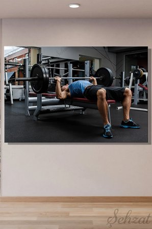 Duvar Tablosu Yatay Kanvas Tekli Spor Salonu Gym Fitness Kas Halter Vücut Geliştirme Ağırlık