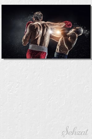 Yatay Kanvas Duvar Tablosu Tekli Ofis Spor Salonu Klübü Gym Boks Maçı Boksör MMA Yumruk
