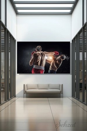 Yatay Kanvas Duvar Tablosu Tekli Ofis Spor Salonu Klübü Gym Boks Maçı Boksör MMA Yumruk