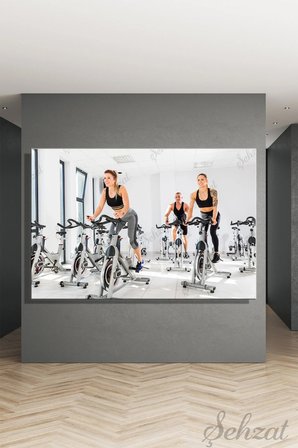 Duvar Tablosu Yatay Kanvas Tekli Spor Salonu Gym Kondisyon Bisiklet Egzersiz Fitness Kas Kardiyo