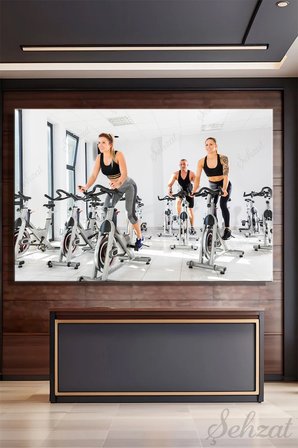 Duvar Tablosu Yatay Kanvas Tekli Spor Salonu Gym Kondisyon Bisiklet Egzersiz Fitness Kas Kardiyo