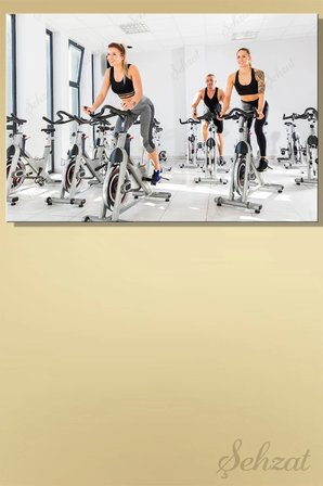 Duvar Tablosu Yatay Kanvas Tekli Spor Salonu Gym Kondisyon Bisiklet Egzersiz Fitness Kas Kardiyo