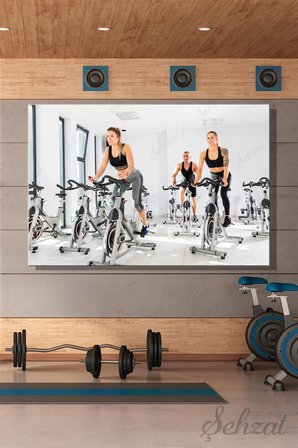 Duvar Tablosu Yatay Kanvas Tekli Spor Salonu Gym Kondisyon Bisiklet Egzersiz Fitness Kas Kardiyo