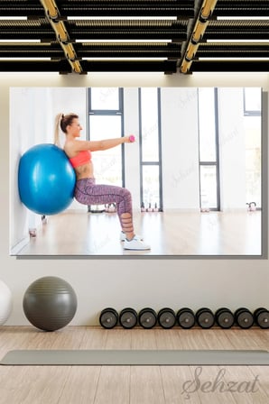 Duvar Tablosu Yatay Kanvas Tekli Spor Salonu Gym Fitness Pilates Kas Squat Egzersiz Fizik Tedavi
