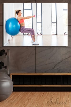 Duvar Tablosu Yatay Kanvas Tekli Spor Salonu Gym Fitness Pilates Kas Squat Egzersiz Fizik Tedavi