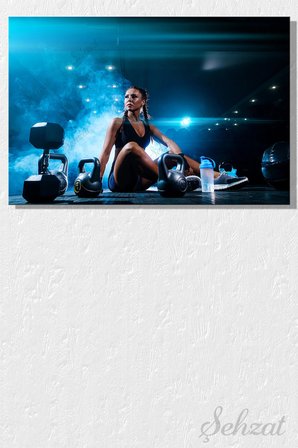 Duvar Tablosu Yatay Kanvas Tekli Spor Salonu Gym Kondisyon Fitness Kas Kardiyo Dambıl Girya