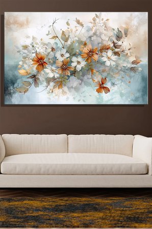 Yatay Kanvas Duvar Tablosu Tekli Salon Mutfak Yatak Odası Ofis Nostaljik Kır Çiçekleri Floral Soft