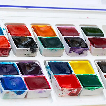 Art Tone 5 Adet Suluboya Yarım Tablet Tava, Beyaz Plastik, Boş Suluboya Boya Kutusu, Seyahat Kutuları