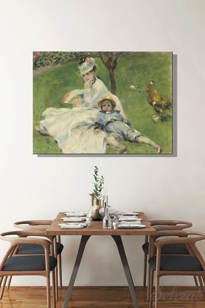 Yatay Kanvas Duvar Tablosu Salon Yatak Odası Ofis Madame Monet and Her Son Pierre Auguste Renoir
