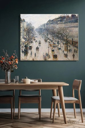 Yatay Kanvas Duvar Tablosu Salon Yatak Odası Camille Pissarro Montmartre Bulvarı Kış Sabahı