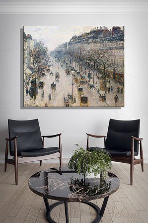 Yatay Kanvas Duvar Tablosu Salon Yatak Odası Camille Pissarro Montmartre Bulvarı Kış Sabahı