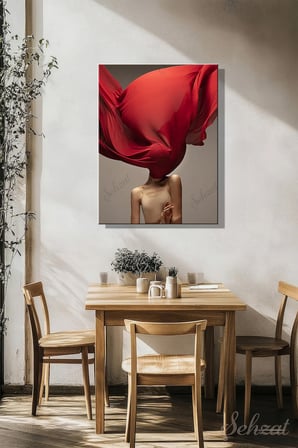 Şehzat Kanvas Tablo Kadın Kırmızı 20 x 30 cm