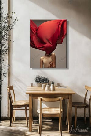 Dikey Kanvas Duvar Tablosu Tekli Salon Mutfak Yatak Odası Ofis Kadın Kırmızı Women Red