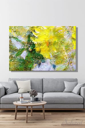 Şehzat Kanvas Tablo Sarı Yeşil Soyut 20 x 30 cm