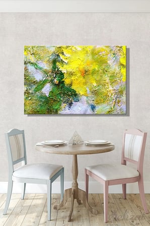 Şehzat Kanvas Tablo Sarı Yeşil Soyut 20 x 30 cm