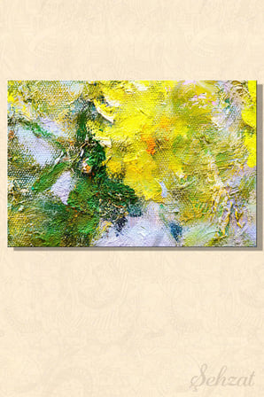 Şehzat Kanvas Tablo Sarı Yeşil Soyut 20 x 30 cm
