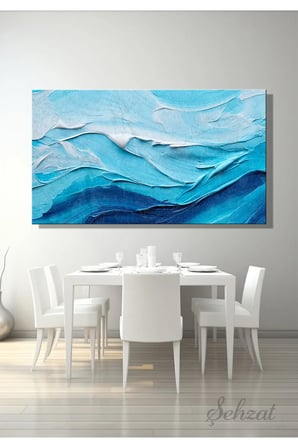 Şehzat Kanvas Tablo Soyut Yağlı Boya Efekt Mavi 20 x 30 cm