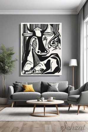 Dikey Kanvas Duvar Tablosu Tekli Salon Mutfak Yatak Odası Ofis Soyut Ernst Ludwig Kirchner İnek