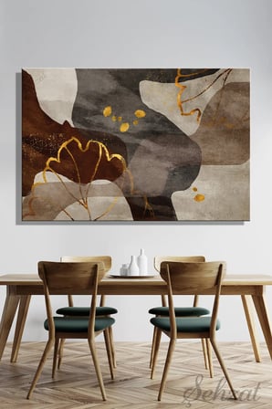 Şehzat Kanvas Tablo Soyut Toprak Tonları Gri Altın 20 x 30 cm