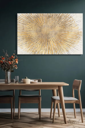 Şehzat Kanvas Tablo Modern Soyut Altın Dairesel 20 x 30 cm