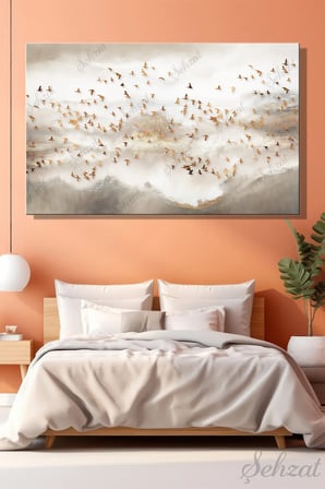 Şehzat Kuş Sürüsü Kanvas Tablo 20x30 cm Dekoratif Duvar Panosu