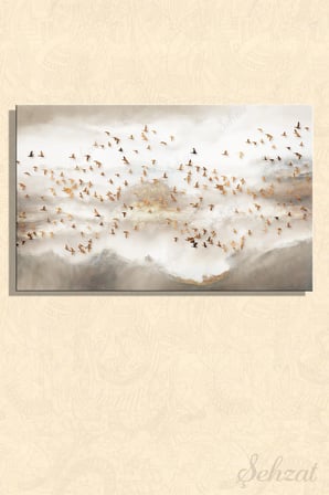 Şehzat Kuş Sürüsü Kanvas Tablo 20x30 cm Dekoratif Duvar Panosu