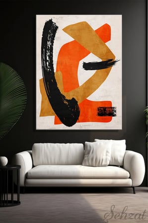 Şehzat Kanvas Tablo 20x30 cm Turuncu Siyah Bej Modern Dekoratif Duvar Tablosu