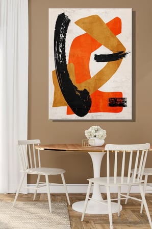 Şehzat Kanvas Tablo 20x30 cm Turuncu Siyah Bej Modern Dekoratif Duvar Tablosu