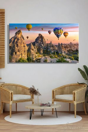 Kanvas Duvar Tablosu Yatay Tekli Salon Mutfak Yatak Odası Ofis Kapadokya Peri Bacaları