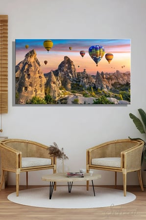 Kanvas Duvar Tablosu Yatay Tekli Salon Mutfak Yatak Odası Ofis Kapadokya Peri Bacaları