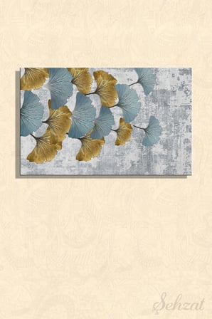Şehzat Ginkgo Yaprak Desenli Kanvas Tablo 20x30 cm Dekoratif Duvar Tablosu