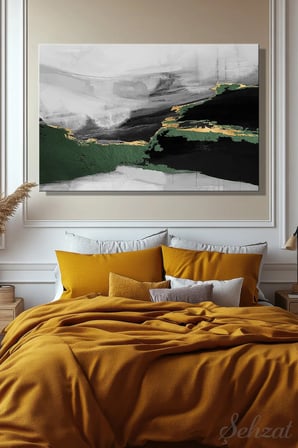 Şehzat Kanvas Tablo 20x30 cm Gri Yeşil Altın
