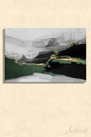 Şehzat Kanvas Tablo 20x30 cm Gri Yeşil Altın