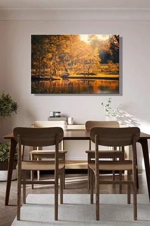 Şehzat Sonbahar Göl Manzaralı Kanvas Tablo 20x30 cm Dekoratif Duvar Tablosu