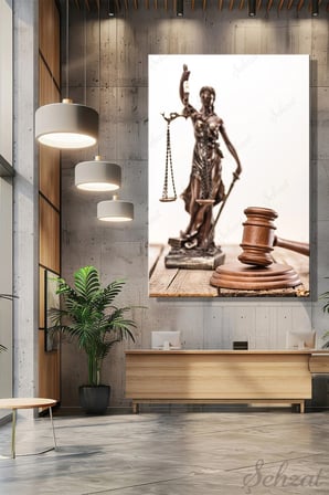 Dikey Kanvas Duvar Tablosu Tekli Salon Mutfak Ofis Adalet Tanrıçası Hukuk Terazi Avukat