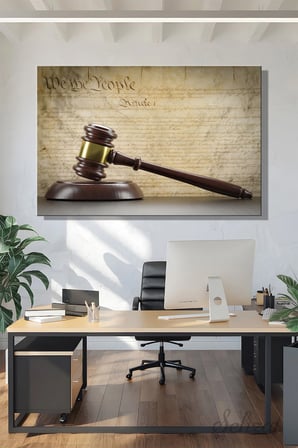 Kanvas Duvar Tablosu Yatay Tekli Salon Mutfak Ofis Tokmak Adalet Hukuk Terazi Avukat