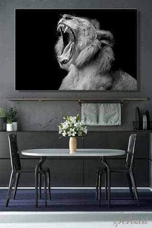 Şehzat Asya Aslanı Kanvas Tablo Siyah Beyaz 20x30 cm Dekoratif Duvar Tablosu