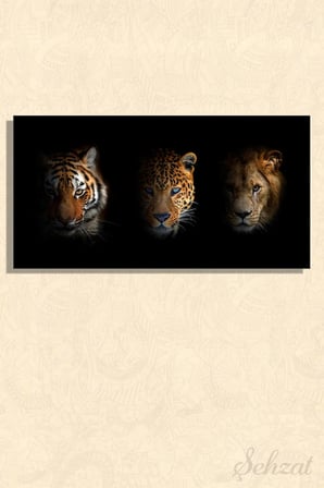 Şehzat Kanvas Tablo Aslan Leopar Kaplan 20 x 30 cm
