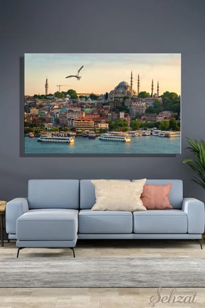 Kanvas Duvar Tablosu Yatay Tekli Salon Mutfak Yatak Odası Ofis Galata Kulesi İstanbul Tarih Beyoğlu