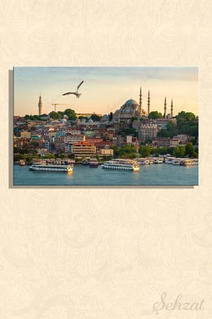 Kanvas Duvar Tablosu Yatay Tekli Salon Mutfak Yatak Odası Ofis Galata Kulesi İstanbul Tarih Beyoğlu