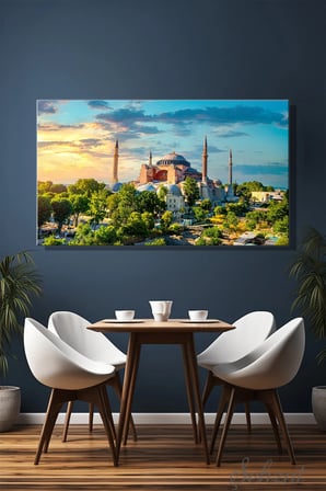 Kanvas Duvar Tablosu Yatay Tekli Salon Mutfak Ofis İstanbul Tarih Ayasofya Camii Sultanahmet