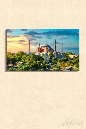 Kanvas Duvar Tablosu Yatay Tekli Salon Mutfak Ofis İstanbul Tarih Ayasofya Camii Sultanahmet